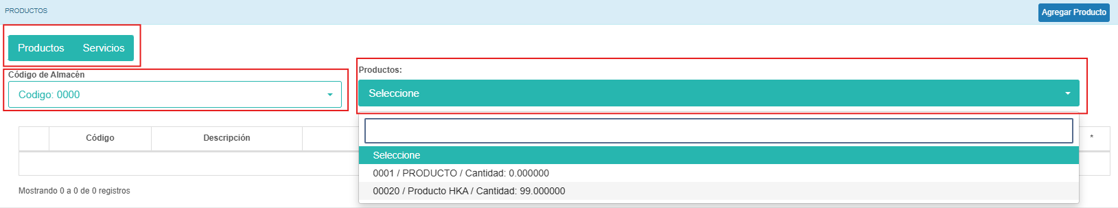 Selección de almacén
