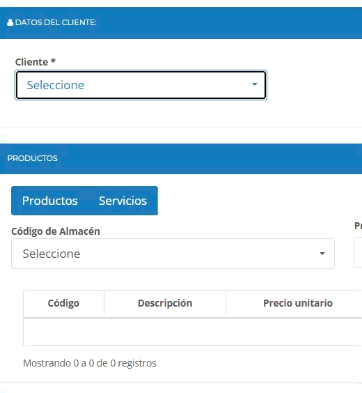 Selección de Cliente Extranjero