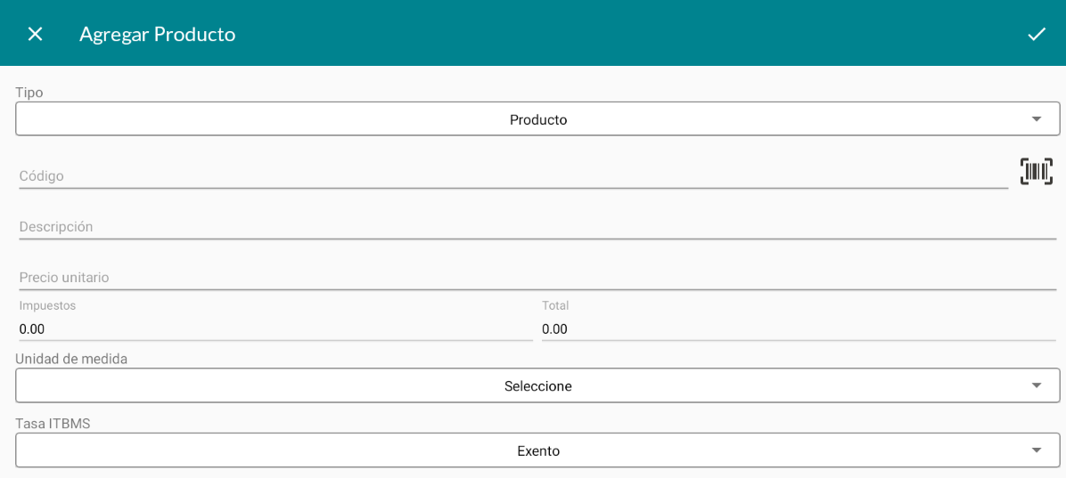 Formulario de registro de producto 1